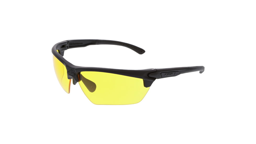 MCR Safety Tier1 T123 Tactical Gear Safety Glasses, Matte Black Frame, Amber MAX6 Superior Anti-Fog Lens, One Size, T12314P