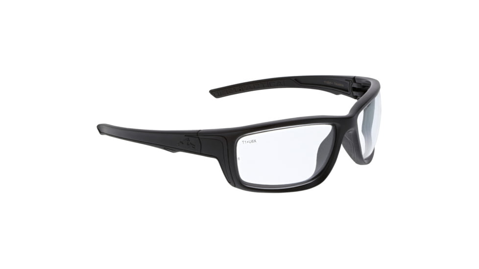 MCR Safety Tier1 T124 Tactical Gear Safety Glasses, Matte Black Frame, Clear MAX6 Superior Anti-Fog Lens, One Size, T12410P