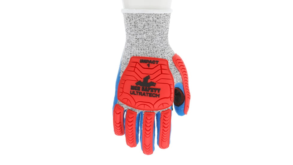 MCR Safety UltraTech Mechanics Gloves, Cut Pro 13 Gauge HyperMax Shell with Latex Palm and Fingertips Coating, Blue/Salt and Pepper, X - Large, UT1951XL