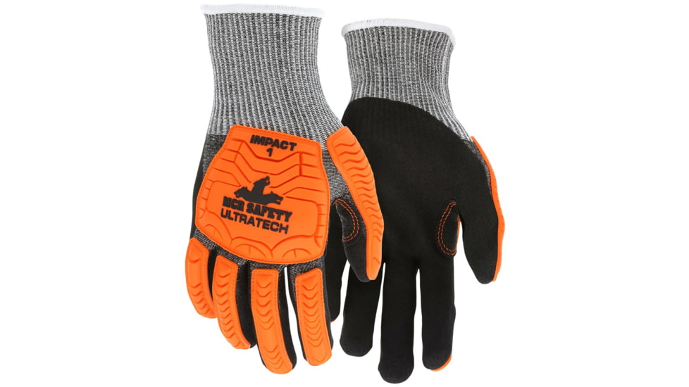 MCR Safety UltraTech Mechanics Gloves, Cut Pro 13 Gauge HyperMax Shell with Sandy Nitrile Foam Palm and Fingertips, Black/Salt and Pepper, Small, UT1952S