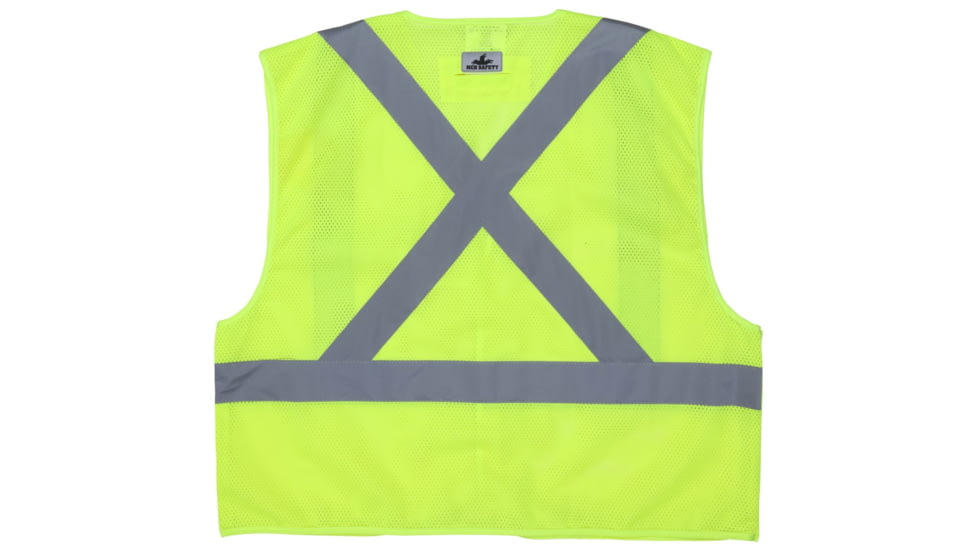 MCR Safety XCL2MLX4 Hi Vis Reflective Safety Vest, ANSI Type R Class 2, Mesh with 2in Silver Stripes, Breakaway Design with Hook and Loop Closures, Fluorescent Lime, 4X, XCL2MLX4
