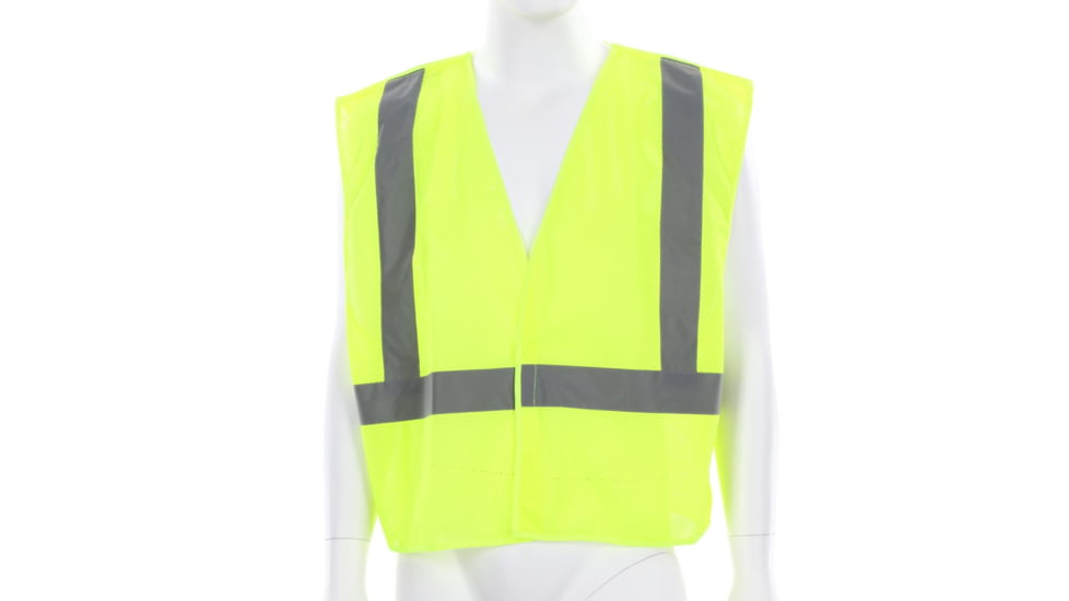 MCR Safety XCL2MLX4 Hi Vis Reflective Safety Vest, ANSI Type R Class 2, Mesh with 2in Silver Stripes, Breakaway Design with Hook and Loop Closures, Fluorescent Lime, 4X, XCL2MLX4