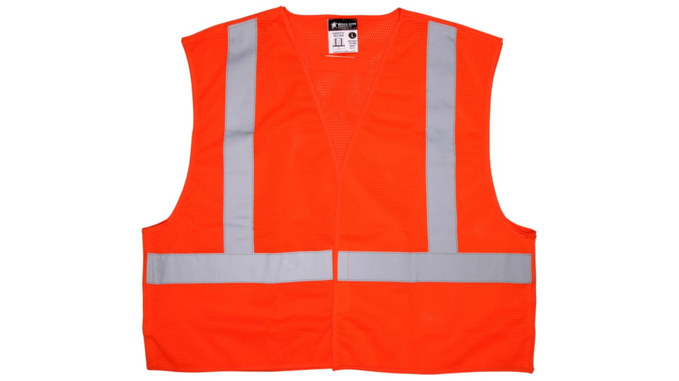 MCR Safety XCL2MOX4 Hi Vis Reflective Safety Vest, ANSI Type R Class 2, Mesh with 2in Silver Stripes, Breakaway Design with Hook and Loop Closures, Fluorescent Orange, 4X, XCL2MOX4