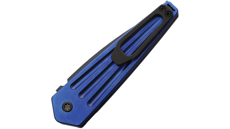 Medford Auto Nosferatu Button Lock S35 Automatic Folding Knife, 3.5in, S35VN, Black DLC Coated Blade, Blue Anodized Titanium Handle, MKNAPQ-37A2-TPCP