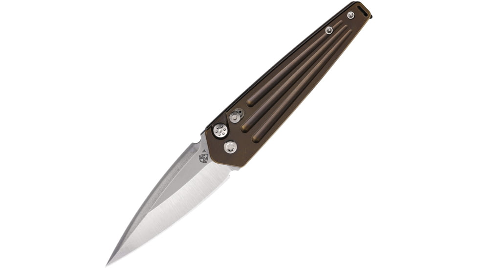 Medford Auto Nosferatu Automatic Folding Knife, 3.50in, S45VN Sainless, Tumbled Finish, Bronze Anodized Titanium Handle