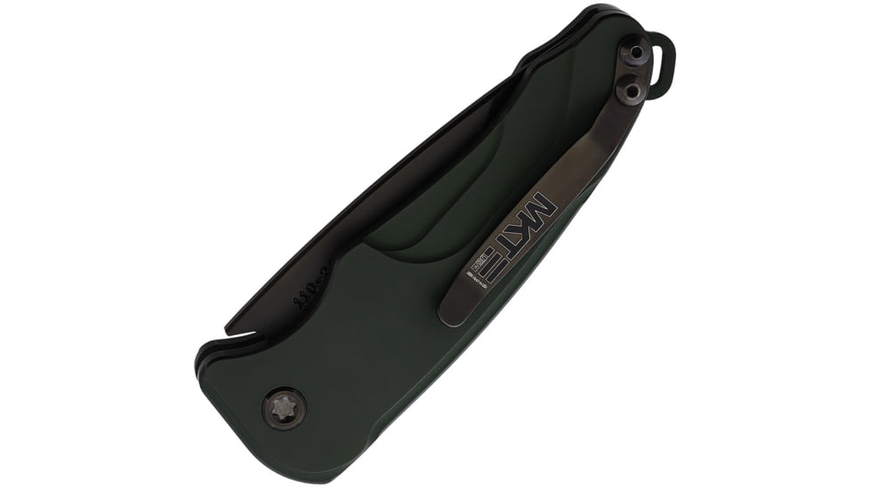 Medford Auto Smooth Criminal Button Automatic Folding Knife, 3in, S35VN Stainless, Black PVD, Drop Point Blade, OD Green Anodized Aluminum Handle, MDA39SPQ40AG