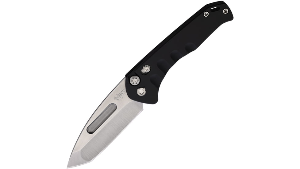 Medford Auto Swift Button Lock Automatic Folding Knife, 3.25in, D2 Tool Steel, Tanto Blade, Tumbled Finish, Black Anodized Aluminum Handle, MD206STT42AB