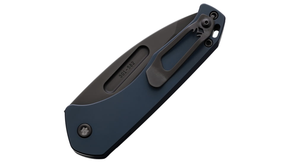 Medford Auto Swift Button Lock Automatic Folding Knife, 3.25in, D2 Tool Steel, Tanto Blade, Black PVD, Blue Anodized Aluminum Handle, MD206SPT44AU