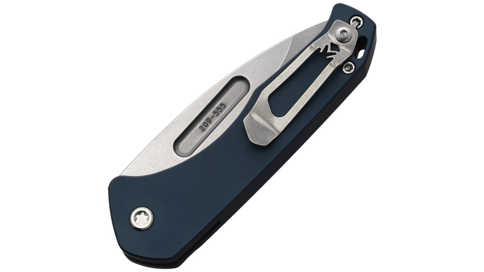 Medford Auto Swift Button Lock Automatic Folding Knife, 3.25in, D2 Tool Steel, Drop Point Blade, Tumbled Finish, Blue Anodized Aluminum Handle, MD206STD44AU