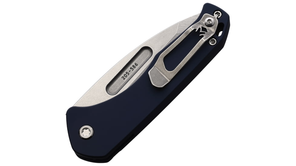 Medford Auto Swift Button Lock Automatic Folding Knife, 3.25in, D2 Tool Steel, Tanto Blade, Tumbled Finish, Blue Anodized Aluminum Handle, MD206STT44AU