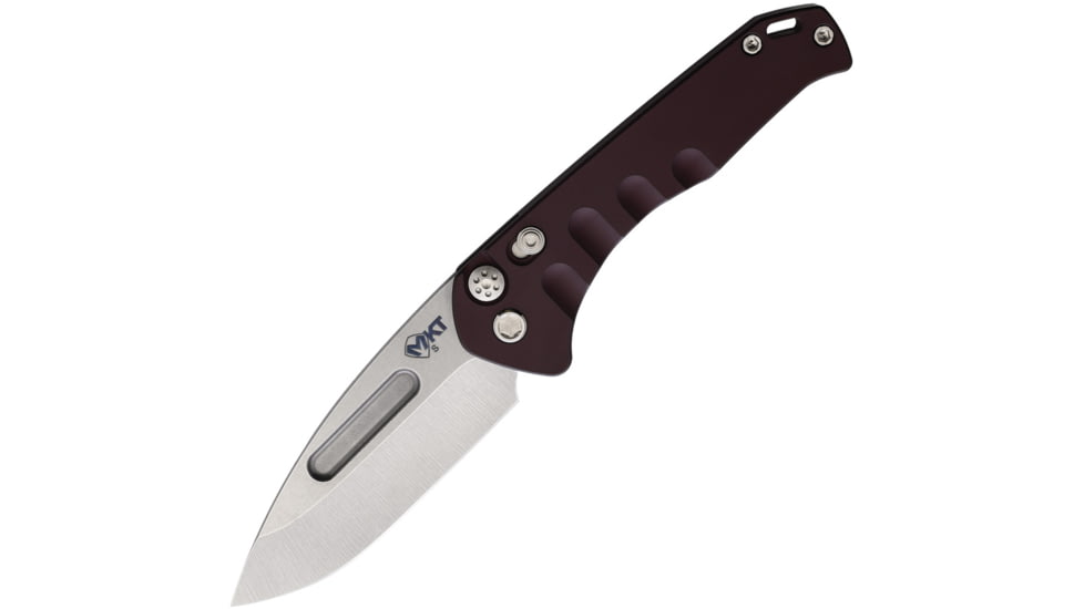 Medford Auto Swift Button Lock Automatic Folding Knife, 3.25in, D2 Tool Steel, Drop Point Blade, Tumbled Finish, Burgundy Anodized Aluminum Handle, MD206STD41AR