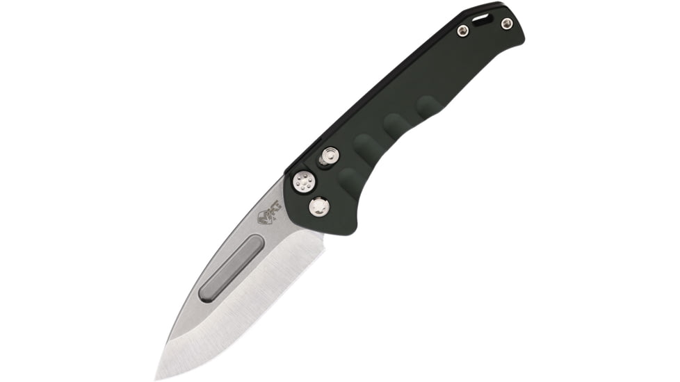 Medford Auto Swift Button Lock Automatic Folding Knife, 3.25in, D2 Tool Steel, Drop Point Blade, Tumbled Finish, Green Anodized Aluminum Handle, MD206STD40AG