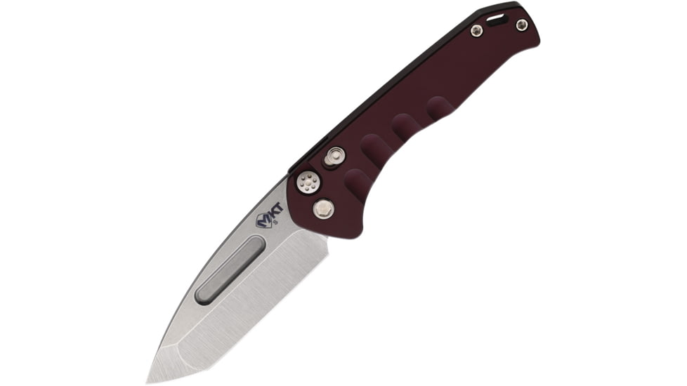 Medford Auto Swift Button Lock Automatic Folding Knife, 3.25in, D2 Tool Steel, Tanto Blade, Tumbled Finish, Red Anodized Aluminum Handle, MD206STT41AR