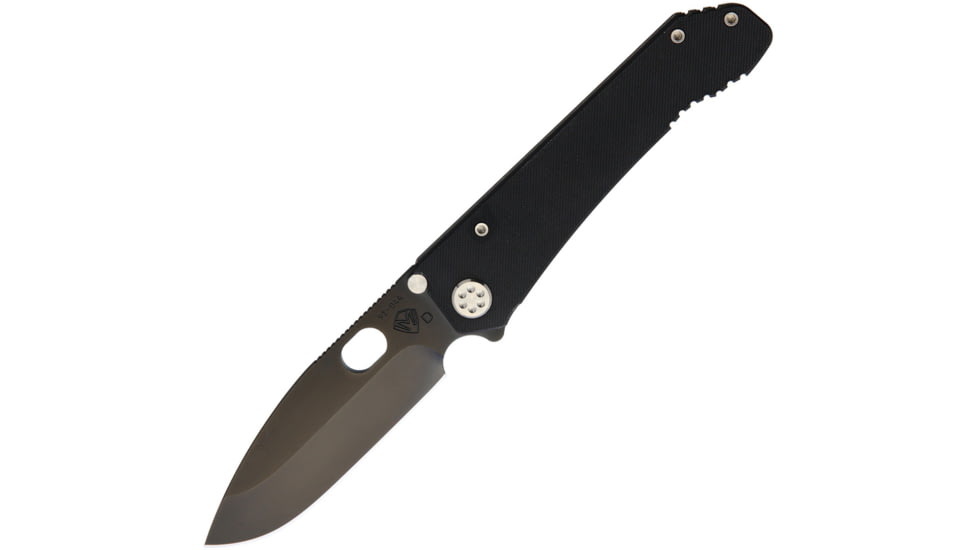 Medford Deployment Framelock Blk Folding Knife, 4.25 black PVD coated D2 tool steel drop point bl, Black G10 handle with tumbled finish titanium back, MK002DPQ-08TM-STSC