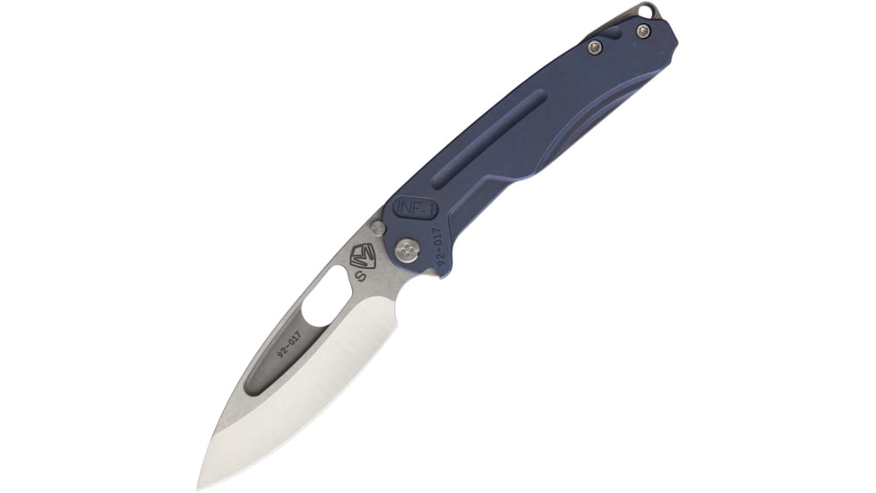 Medford Infraction Framelock Folding Knife, 3.5 tumbled finish S35VN stainless drop point bla, Blue anodized titanium handle, MK031STQ-37A2
