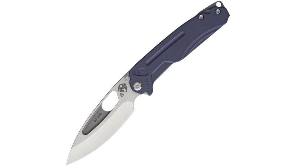 Medford Infraction Framelock Folding Knife, 3.5in Tumbled Finish S35Vn SS Blade, Blue Anodized Titanium Handle, Thumb Pull, Pocket Clip, Watertight Storage Case, MK031ST-37A2