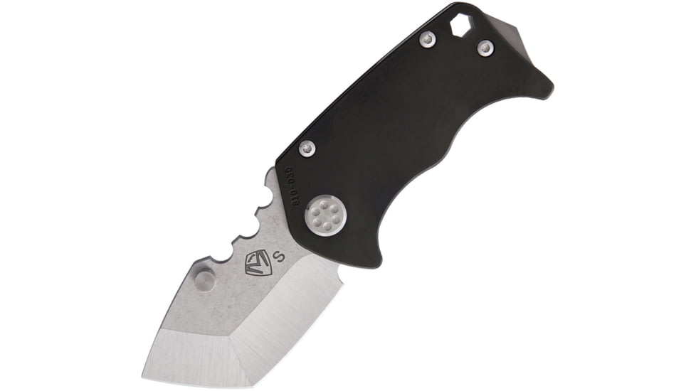 Medford Panzer Framelock Folding Knife, 2.5in Tumbled Finish S35Vn SS Tanto Blade, Black Pvd Coated Titanium Handle, Thumb Stud, Glass Breaker, Pocket Clip, Watertight Case, MK010STT-30PV-SSCS-BN