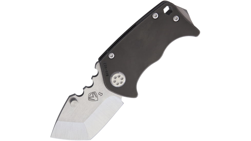 Medford Panzer Framelock Folding Knife, 2.5in Tumbled Finish S35Vn SS Tanto Blade, Tumbled Finish Titanium Handle, Thumb Stud, Glass Breaker, Pocket Clip, Watertight Case, MK010STT-31PT-SSCS-BN