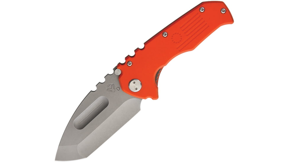 Medford Praetorian Linerlock Folding Knife, 4in Tumbled Finish D2 Tool Steel Tanto Blade, Orange G10 Handle, Thumb Stud, Pocket Clip, MK30DTT-11GG