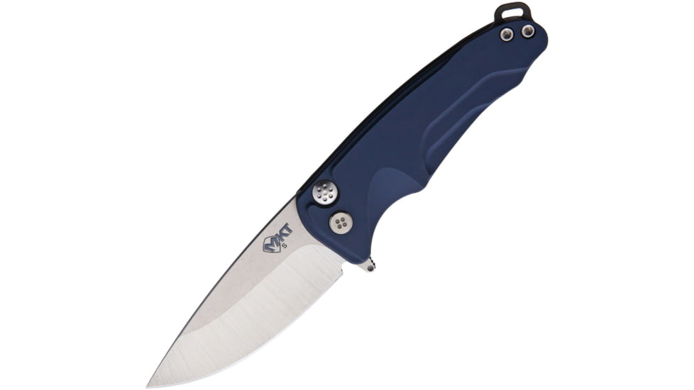 Medford Smooth Criminal Button Lock Folding Knife, Blue, Blue aluminum handle, MK039STQ-44A4