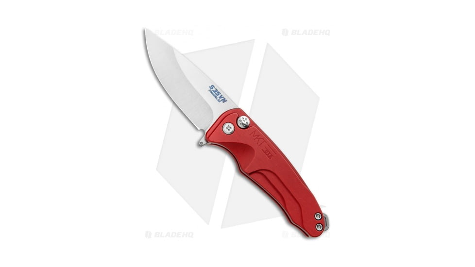 Medford Smooth Criminal Plunge Folding Knife, 3.00in, CPM S35VN Stainless Steel, Drop Point Blade, Aluminum Red Handle, Gray/Red, 7.00in, BHQ-96701