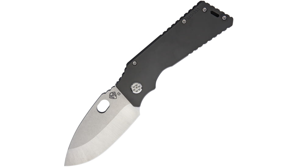 Medford TFF Framelock Folding Knife, 4in Tumbled Finish S35Vn SS Drop Point, Black Pvd Coated Titanium Handle, Thumb Pull, Pocket Clip, Watertight Storage Case, MK046ST-30PV