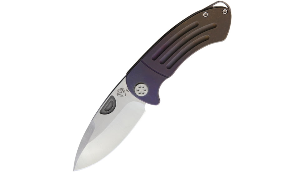 Medford Theseus Framelock Fade Folding Knife, 3.63in Satin S35Vn SS Drop Point, Anodized Titanium Handle, Pocket Clip, Water Tight Storage Case, Fade Handle, MK040SST-02AN