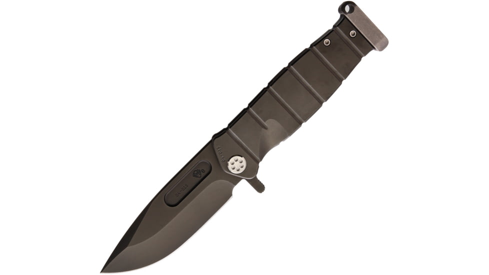 Medford USMC Fighter Framelock Folding Knife, Black, Black PVD coated titanium handle, MK204STQ-30PV