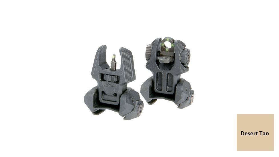Meprolight Flip-Up Front and Rear Tritium Sight Set, 4 Rear Dots, Desert Tan, 403400