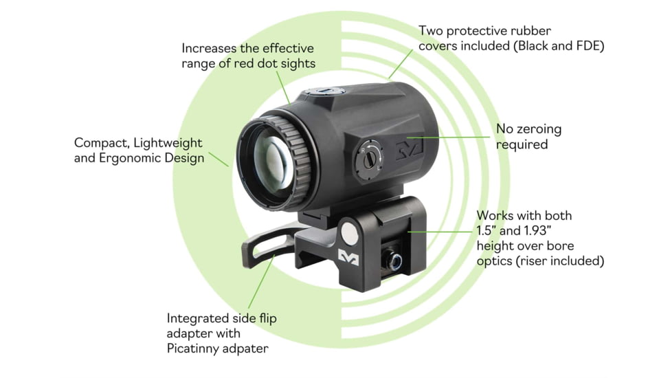 Meprolight MMX3 3x18mm Micro Magnifier w/ Quick Flip, QD Picatinny, Black, 2.8x1.4x1.74 inch, 8016000100