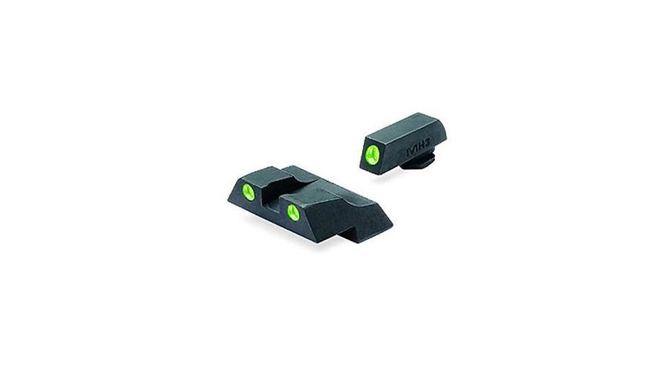 Meprolight Tru-Dot Night Sight Set for Glock G26 &amp; G27, Green Front/Rear, 10226
