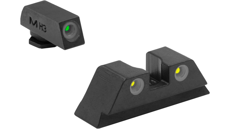 Meprolight Tru-Dot Night Sight Set for Glock 10mm &amp; 45 ACP, Green Front/Yellow Rear, 10222Y, 102223201