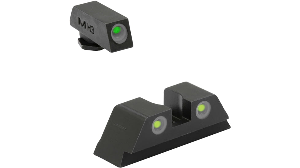 Meprolight Tru-Dot Night Sight Set for Glock 9mm, .357 Sig, .40 S&amp;W, &amp; .45 GAP, Green Front/Yellow Rear, 10224Y, 102243201