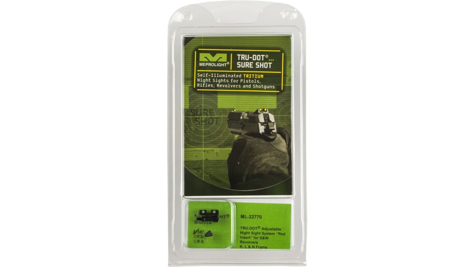 Meprolight Tru-Dot Night Sight Set for S&amp;W K, L &amp; N Revolvers w/Red insert front/Adj. rear, ML22770G