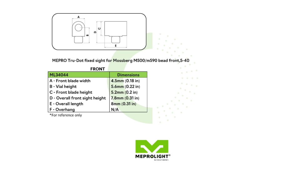 Meprolight Tru-Dot Shotgun Bead Night Sight for Mossberg M500 5-40 34044, 1340443101
