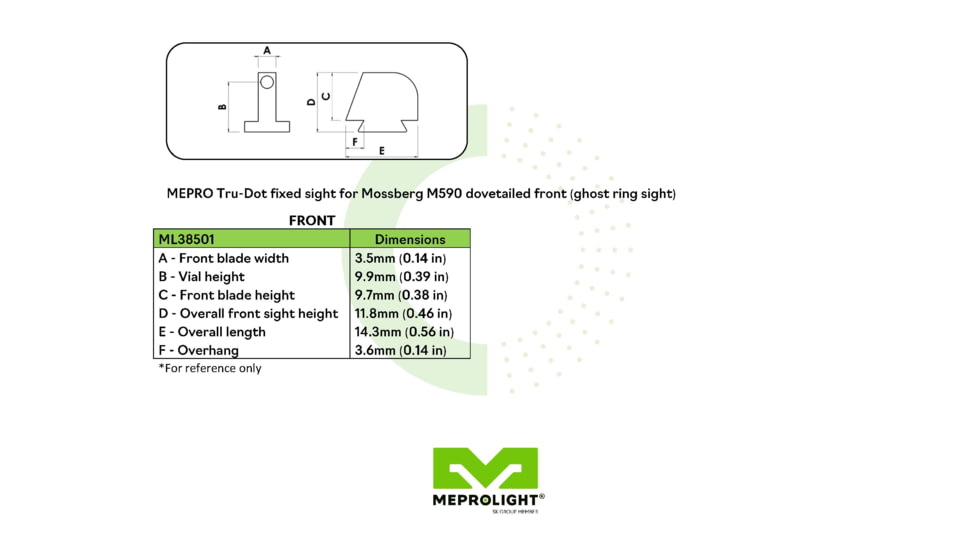 Meprolight Tru-Dot Shotgun Night Sight for Mossberg M500, M590 - Green Front 38501, 1385013101