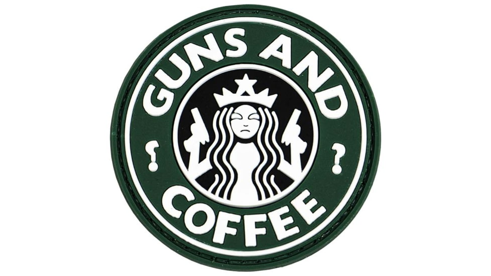 Merica Life Guns and Coffee PVC Patch, OD Green, 2.4, GAC-GRN