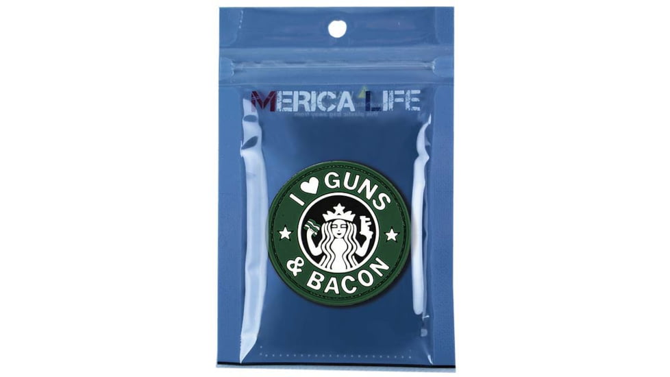 Merica Life I Love Guns and Bacon PVC Patch, OD Green, 2.4, IBG-GRN