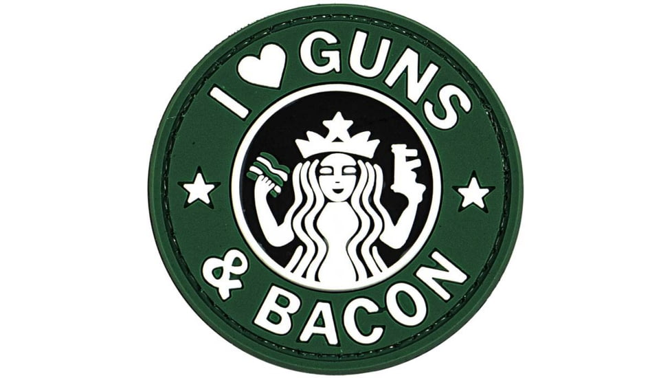 Merica Life I Love Guns and Bacon PVC Patch, OD Green, 2.4, IBG-GRN