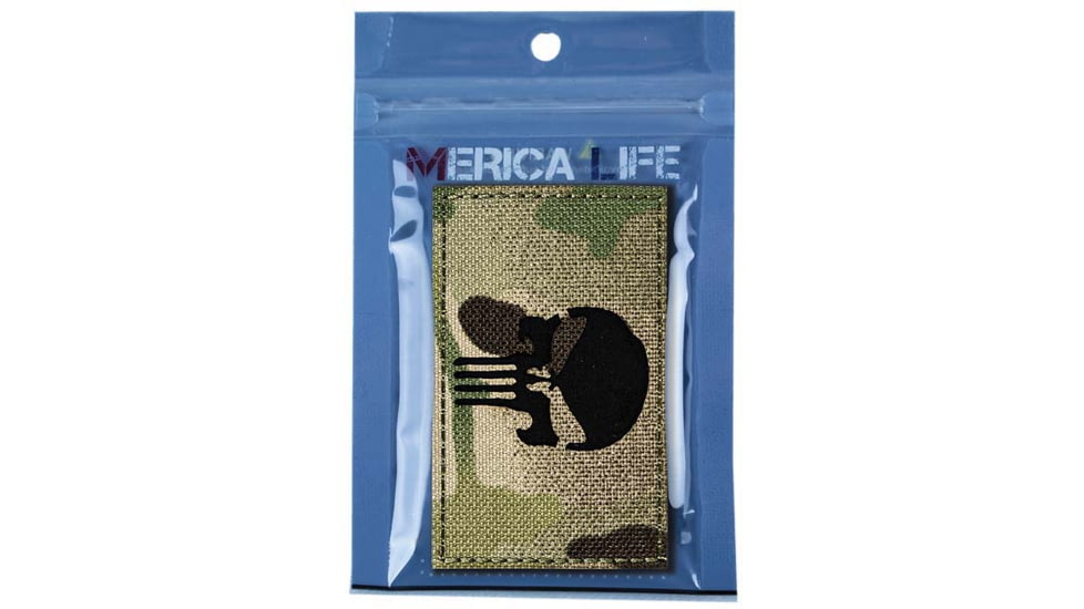 Merica Life Reflective Fabric Skull Patch, Multi-Cam, 3 x 2in, REF-MC-SKULL