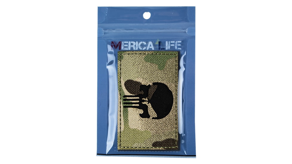 Merica Life Reflective Fabric Skull Patch, Multi-Cam, 3 x 2in, REF-MC-SKULL