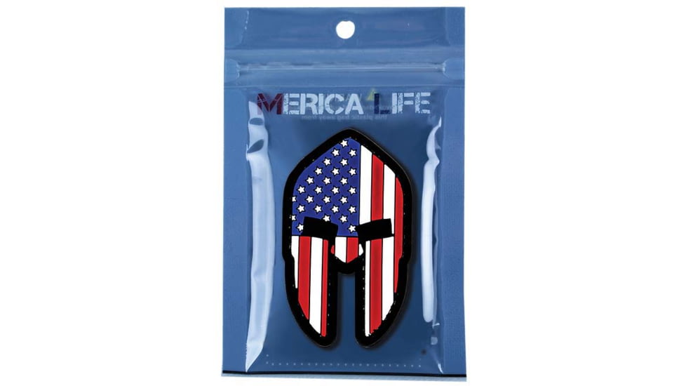 Merica Life Spartan Helmet US Flag PVC Patch, Red/White/Blue, 1.65 x 2.75, US-SPARTAN
