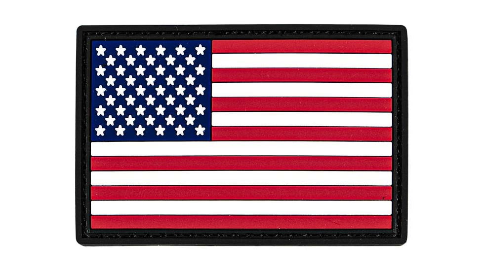 Merica Life US Flag Forward PVC Patch, Black Outline, 3 x 2, USFLAG-FORW-BOUT