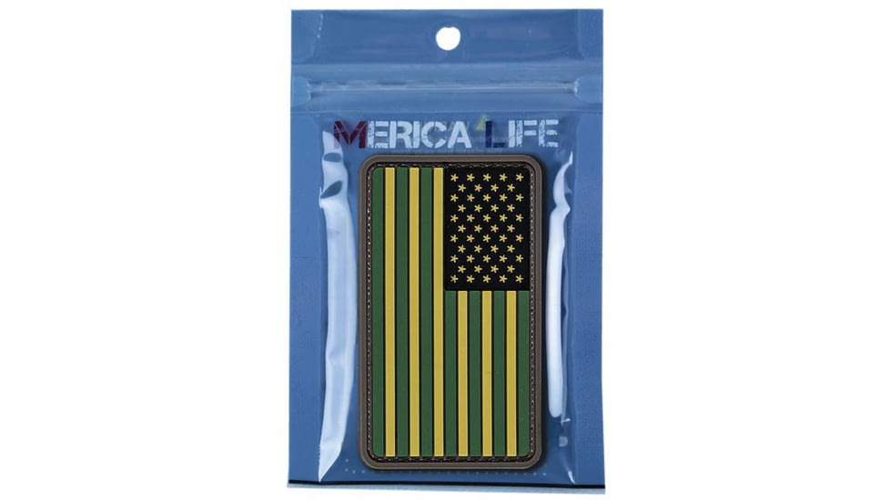 Merica Life US Flag Forward PVC Patch, Green, 3 x 2, USFLAG-FORW-GRN