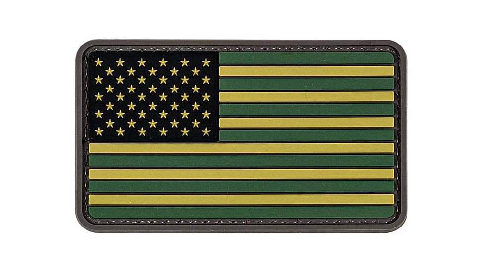 Merica Life US Flag Forward PVC Patch, Green, 3 x 2, USFLAG-FORW-GRN