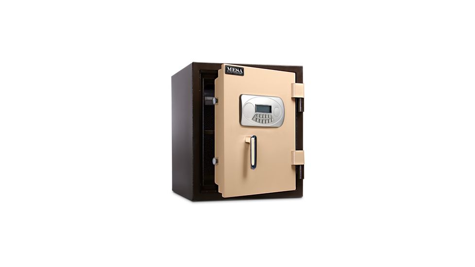 Mesa Safes UL Classified Fire Safe,1.3 cu ft,12.875x12.375x12.875in,Electronic Lock,Interior Light included, Two-Tone Brown/Tan. MF53E