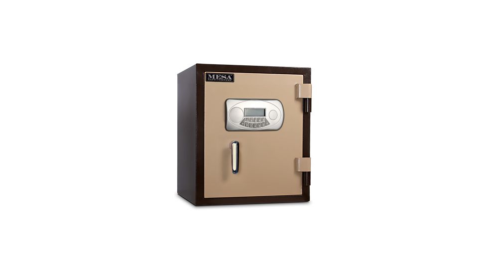 Mesa Safes UL Classified Fire Safe,1.3 cu ft,12.875x12.375x12.875in,Electronic Lock,Interior Light included, Two-Tone Brown/Tan. MF53E