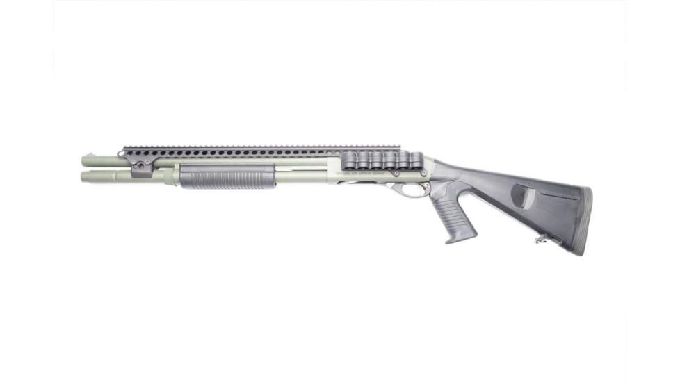 Mesa Tactical SureShell Polymer Carrier and Saddle Rail for Rem 870/1100/11-87 w/ Mag Clamp, 6-Shell, 12-GA, 20 in, Black, 94800