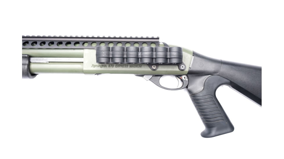Mesa Tactical SureShell Polymer Carrier and Saddle Rail for Rem 870/1100/11-87 w/ Mag Clamp, 6-Shell, 12-GA, 20 in, Black, 94800