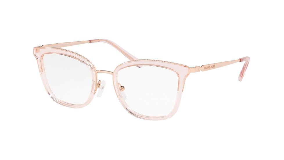 Michael Kors COCONUT GROVE MK3032 Progressive Prescription Eyeglasses, 51mm, Light Pink Transparent, MK3032-3417-51-PRO